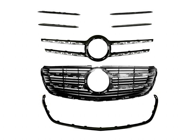 GRILLE ASSY W/ SHINY BLK COVER W/ CHROM STRIPS